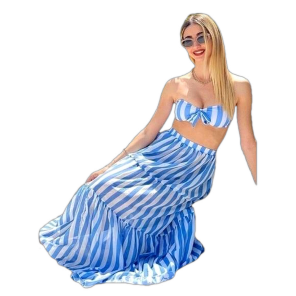 Shein Blue Stripe Skirt